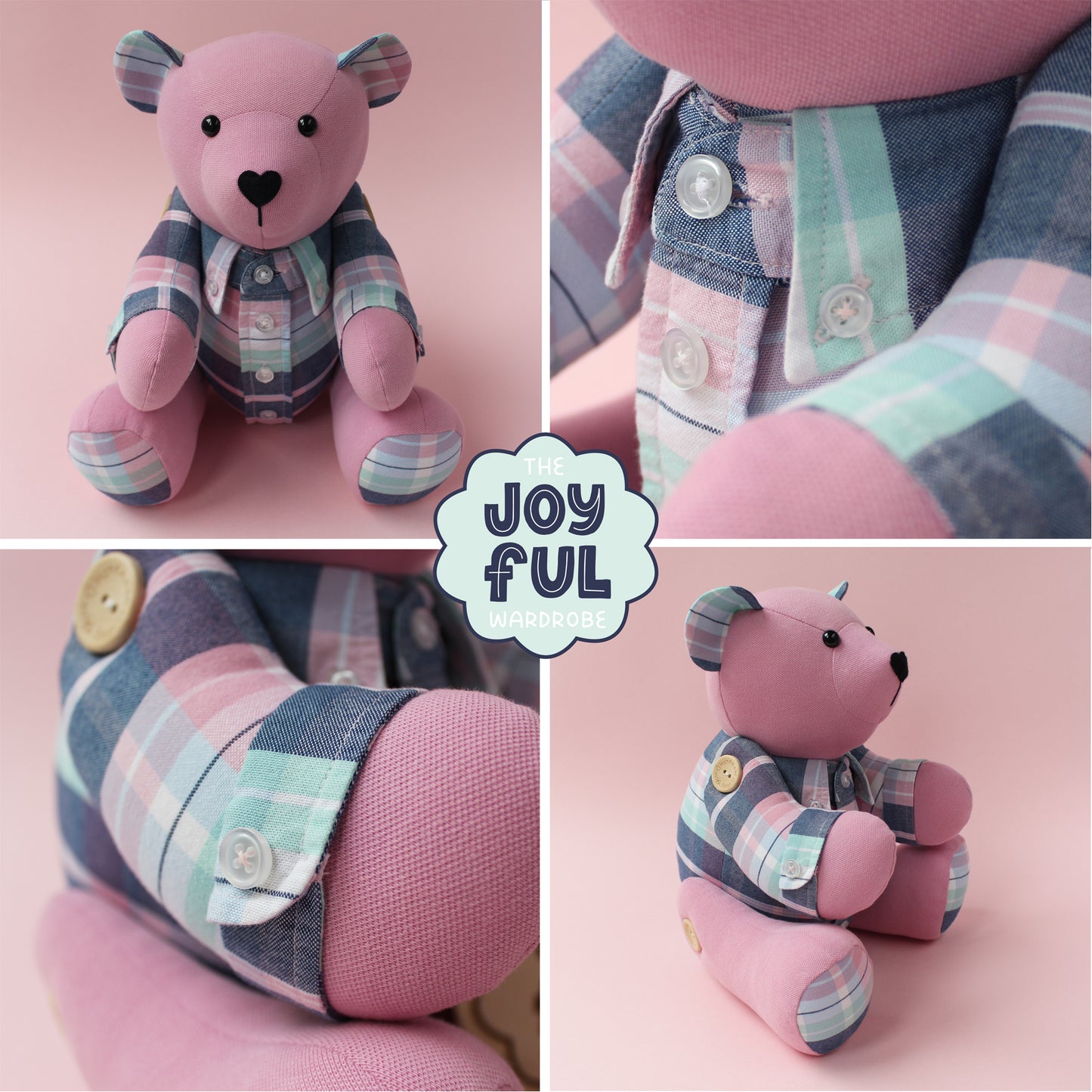 Layered Look Button Jointed Memory Bear