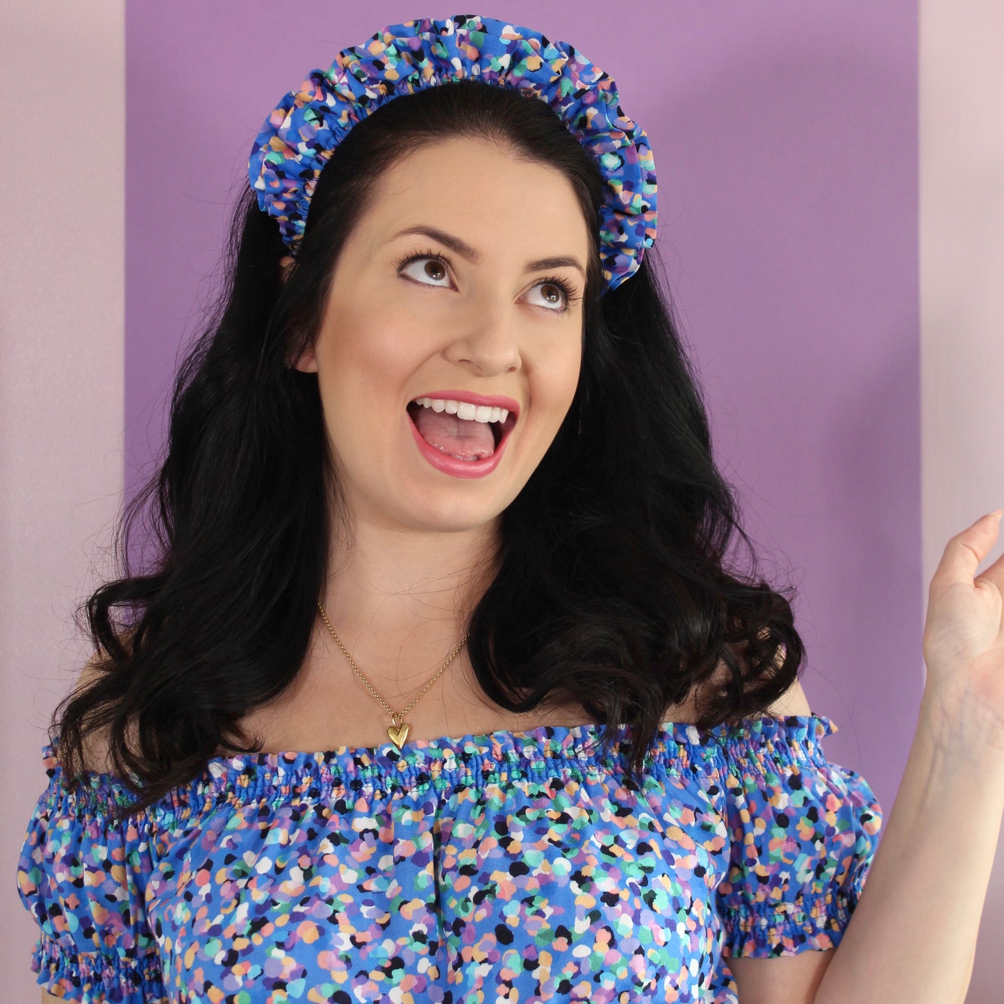 Party Spot Blue - Large double Ruffle