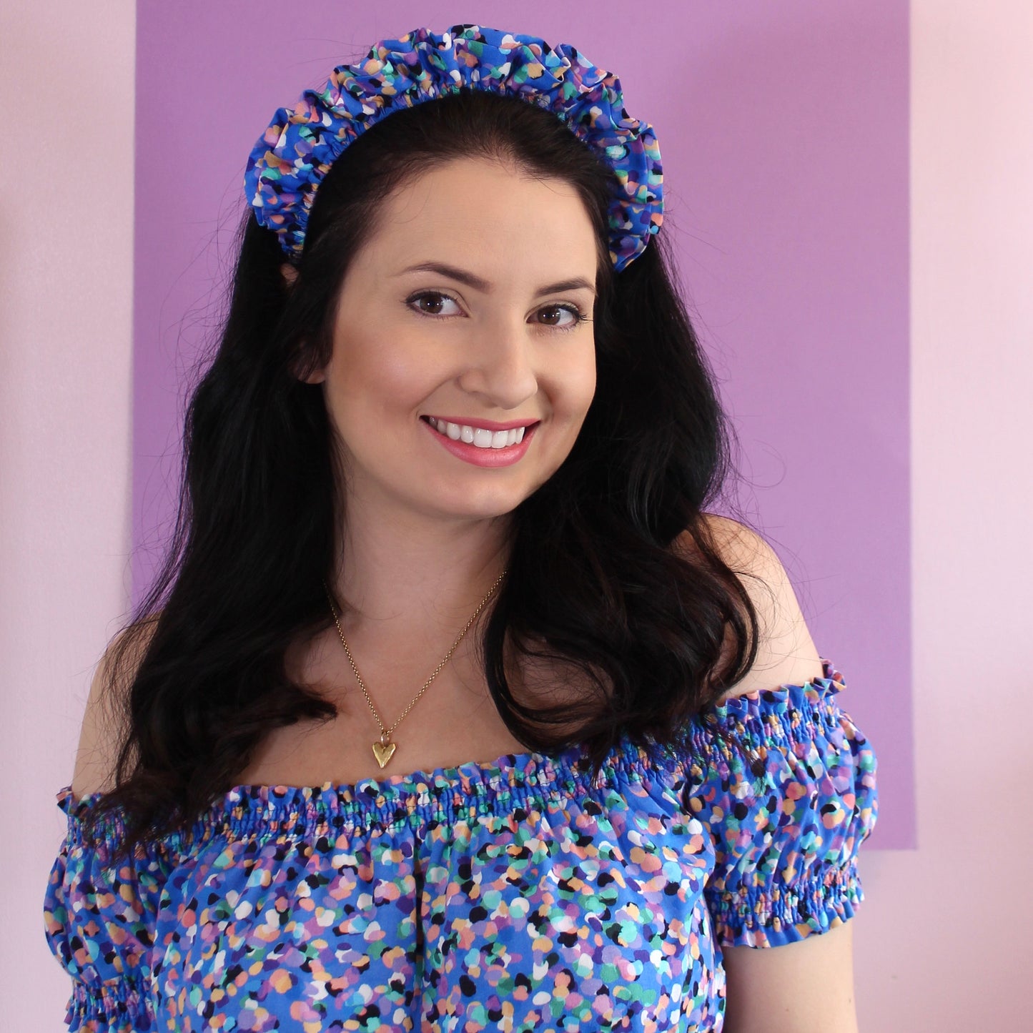 Party Spot Blue - Large double Ruffle