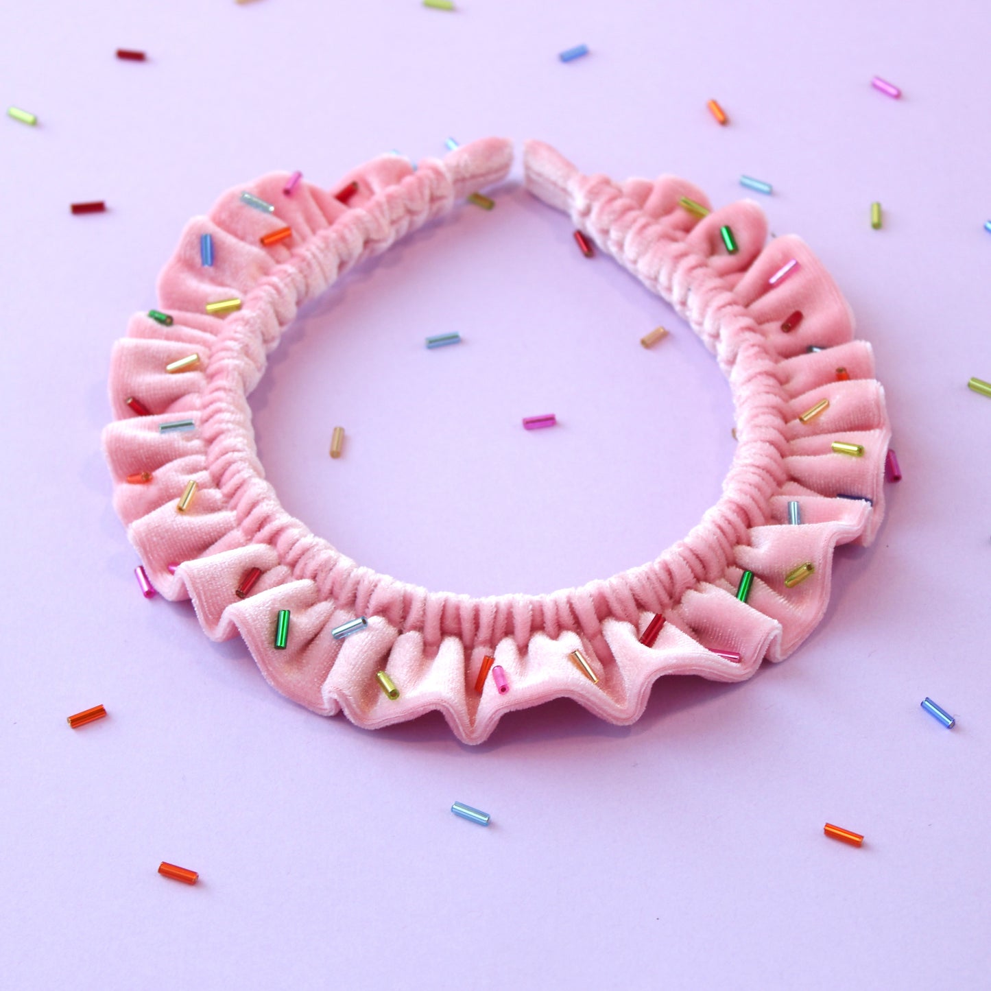 Sprinkle Cupcake Velvet Single Ruffle - Pink