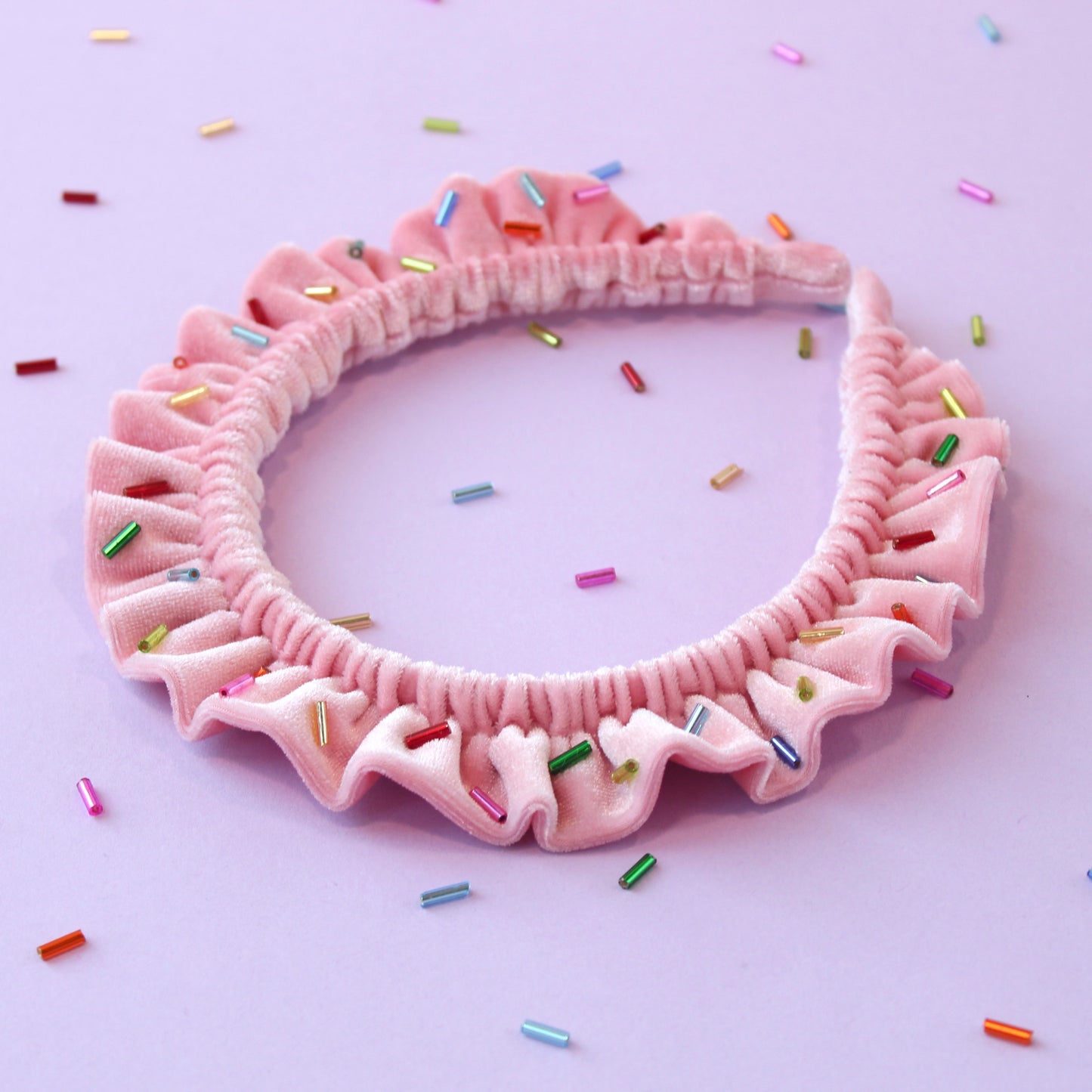 Sprinkle Cupcake Velvet Single Ruffle - Pink