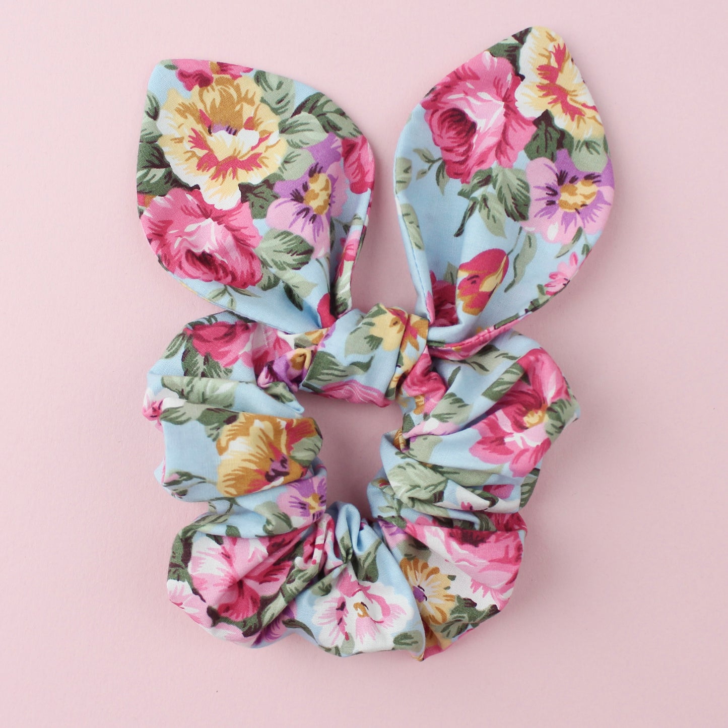 Blue Flowery - Giant Bow Scrunchie