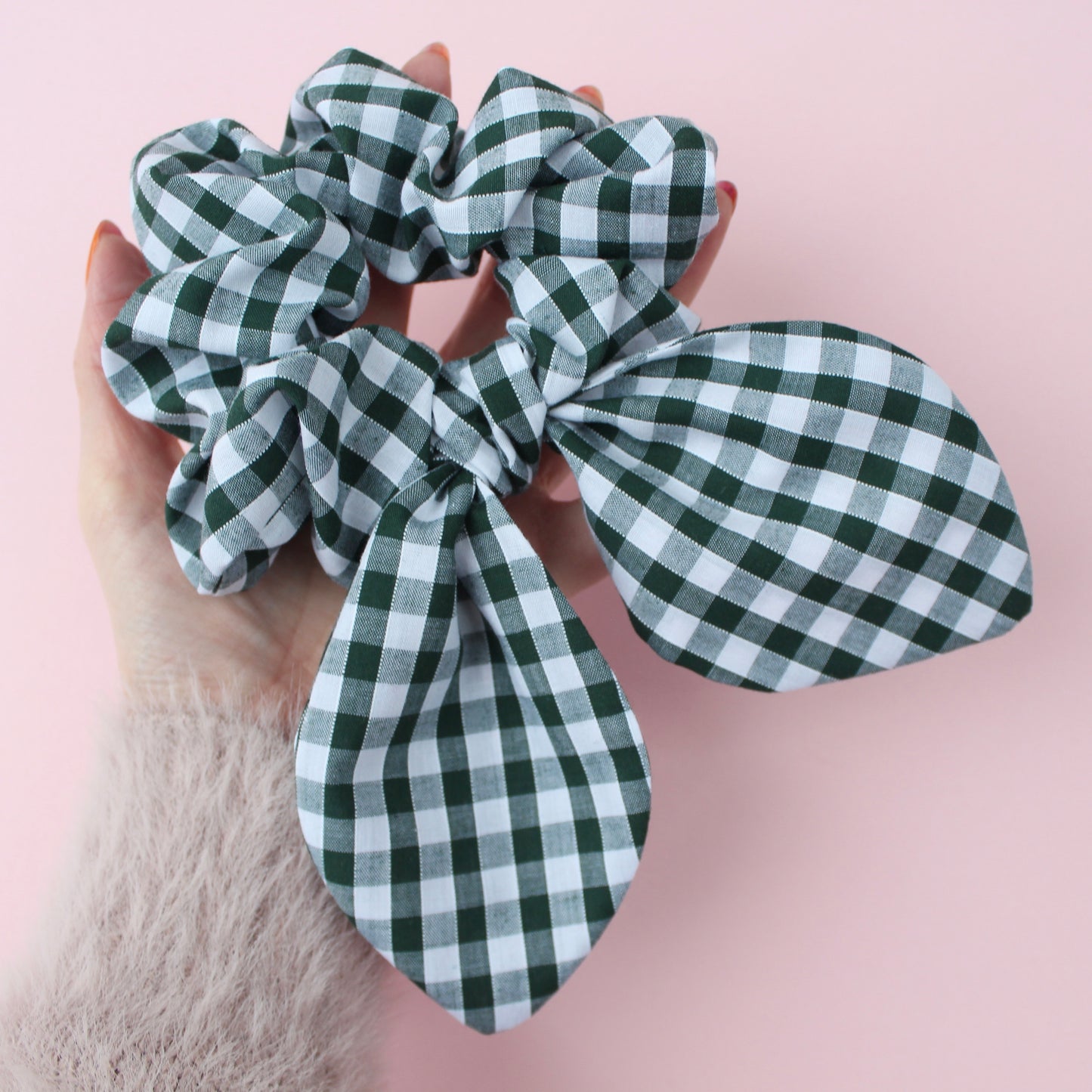 Forest Gingham - Giant Bow Scrunchie