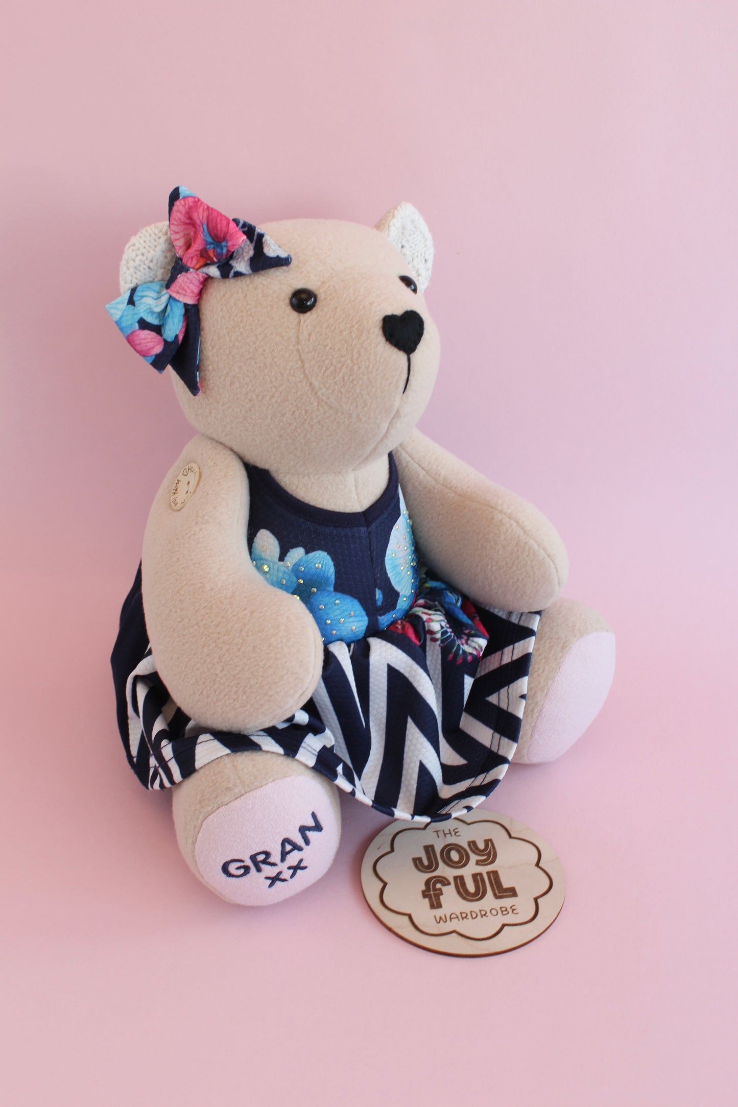 Layered Look Button Jointed Memory Bear