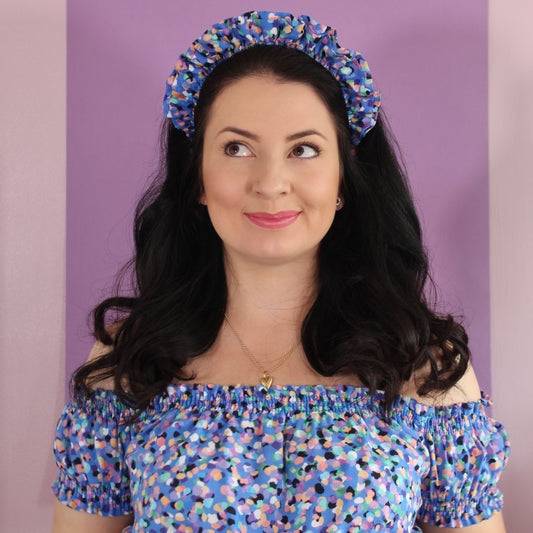 Party Spot Blue - Large double Ruffle
