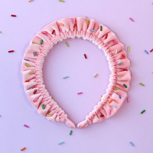 Sprinkle Cupcake Velvet Single Ruffle - Pink