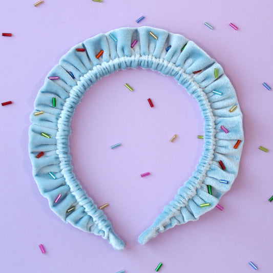 Sprinkle Cupcake Velvet Single Ruffle - Blue