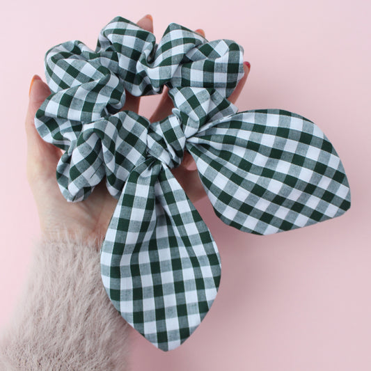 Forest Gingham - Giant Bow Scrunchie